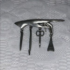 Vintage JJ Manicurist Nail Manicure Pin Brooch
